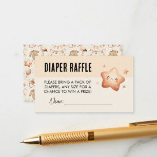 Cute Star Baby Shower - Diaper Raffle Ticket Card