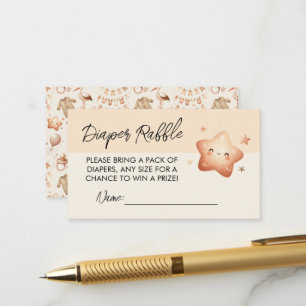 Cute Star Baby Shower - Diaper Raffle Ticket Card