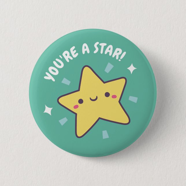 Cute Star Doodle 6 Cm Round Badge (Front)