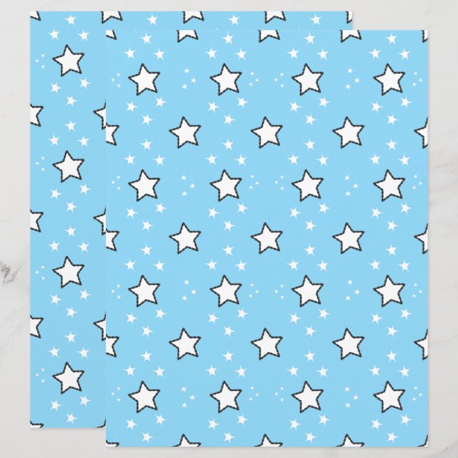Cute Star Pattern Scrapbook Paper (Front/Back)