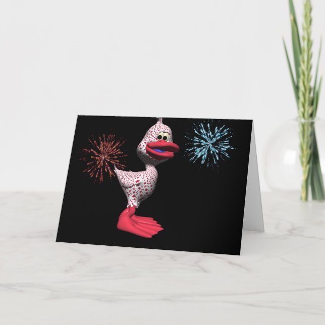 Cute Star Spangled Patriotic Duck Card (Front)