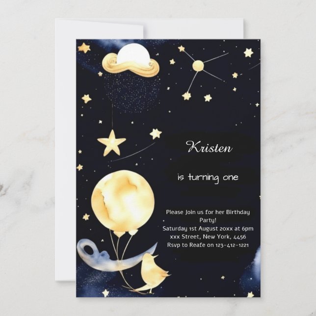 Cute Stardust Children Birthday Invitation (Front)