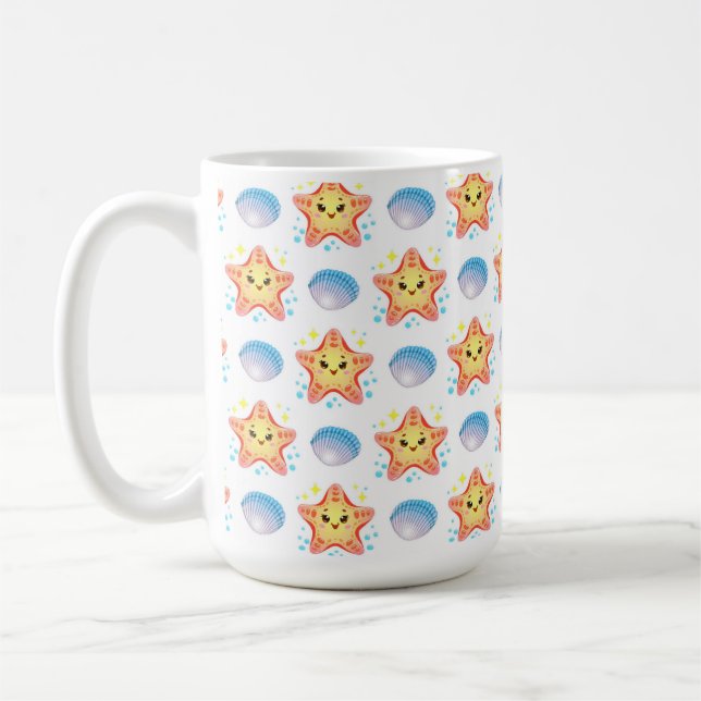 Cute Starfish and Seashells Coffee Mug (Left)