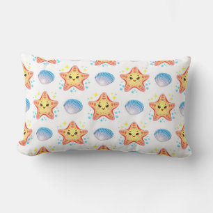Cute Starfish and Seashells Lumbar Cushion