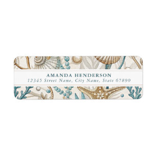Cute Starfish and Seashells Return Address Labels