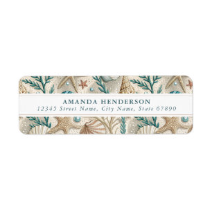 Cute Starfish and Seashells Return Address Labels