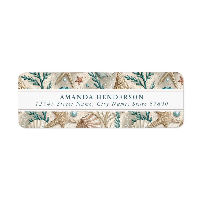 Cute Starfish and Seashells Return Address Labels (Front)