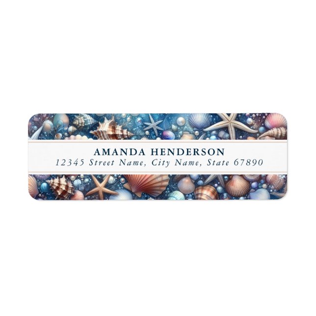 Cute Starfish and Seashells Return Address Labels (Front)