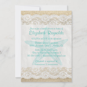 Cute Starfish Bridal Shower Invitations