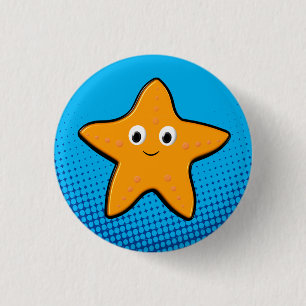 Cute Starfish Drawing Blue Ocean 3 Cm Round Badge