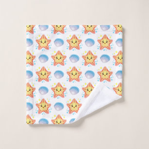 🐚 Cute Starfish Seashells Ocean Summer Vibes Wash Cloth