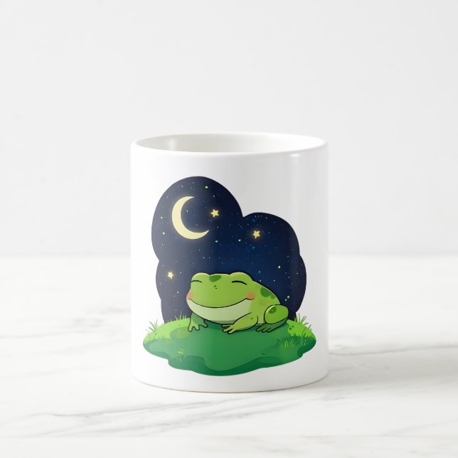 Cute Stargazing Frog Kawaii Night Sky Design Coffee Mug (Center)