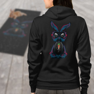 Cute Starlight Eyes Bunny in Yoga Pose Meditation Hoodie