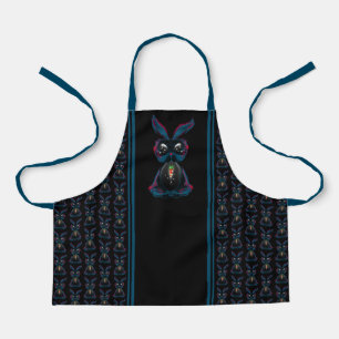 Cute Starlight Eyes Rabbit in Yoga Pose Meditation Apron