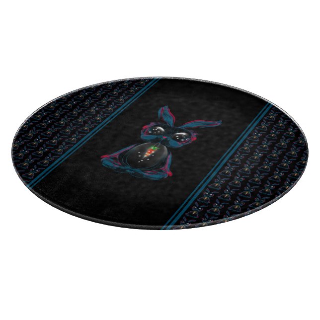 Cute Starlight Eyes Rabbit in Yoga Pose Meditation Cutting Board (Corner)