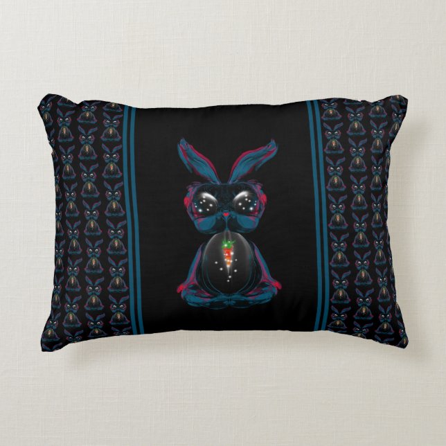 Cute Starlight Eyes Rabbit in Yoga Pose Meditation Decorative Cushion (Front)