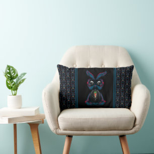 Cute Starlight Eyes Rabbit in Yoga Pose Meditation Lumbar Cushion