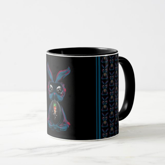 Cute Starlight Eyes Rabbit in Yoga Pose Meditation Mug (Front Right)