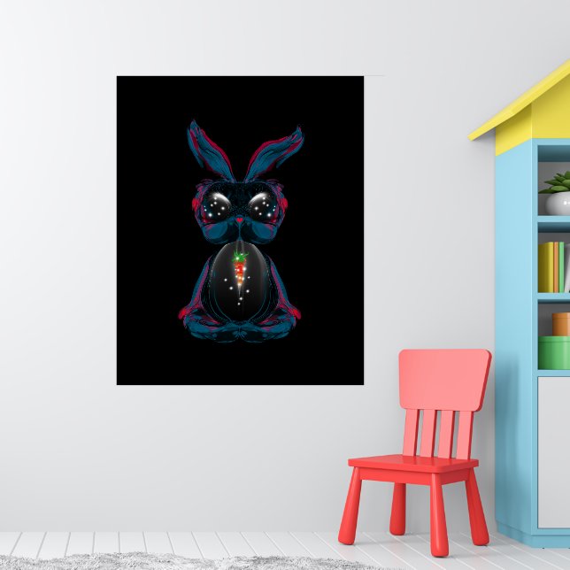 Cute Starlight Rabbit in Yoga Pose Meditation Poster (Nursery 1)