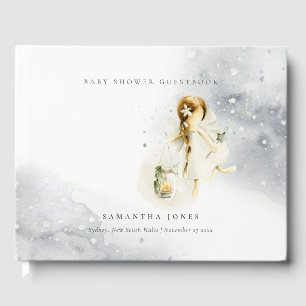 Cute Starry Magical Watercolor Fairy Baby Shower Guest Book