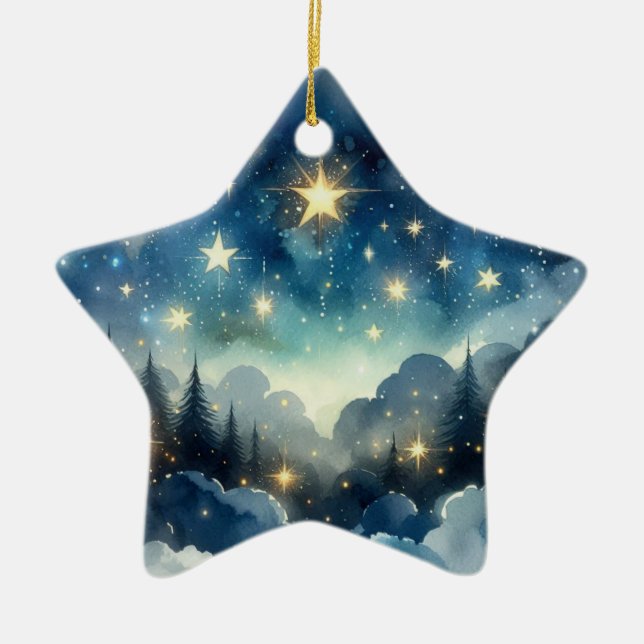 Cute starry night Christmas tree ornament (Front)
