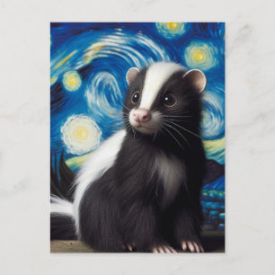 Cute Starry Night Skunk Postcard