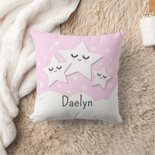 Cute Stars and Clouds in Pink Kid's Cushion