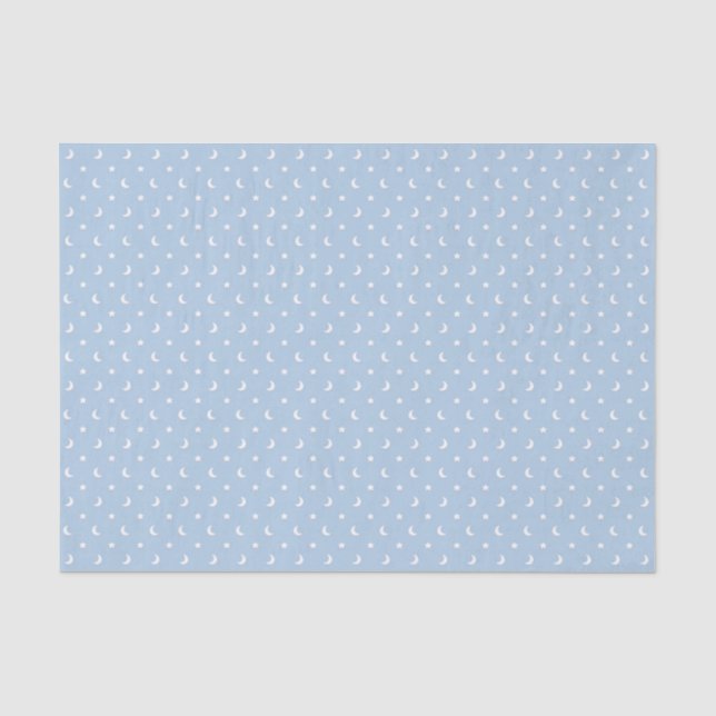 Cute Stars and Moons on Pale Blue Pattern Tissue Paper (Front)