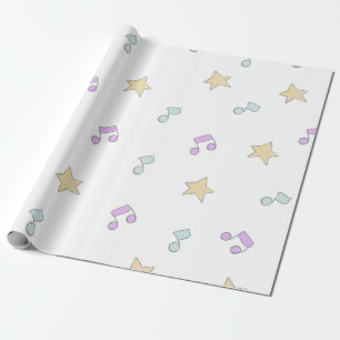 cute stars and musical notes pattern wrapping paper