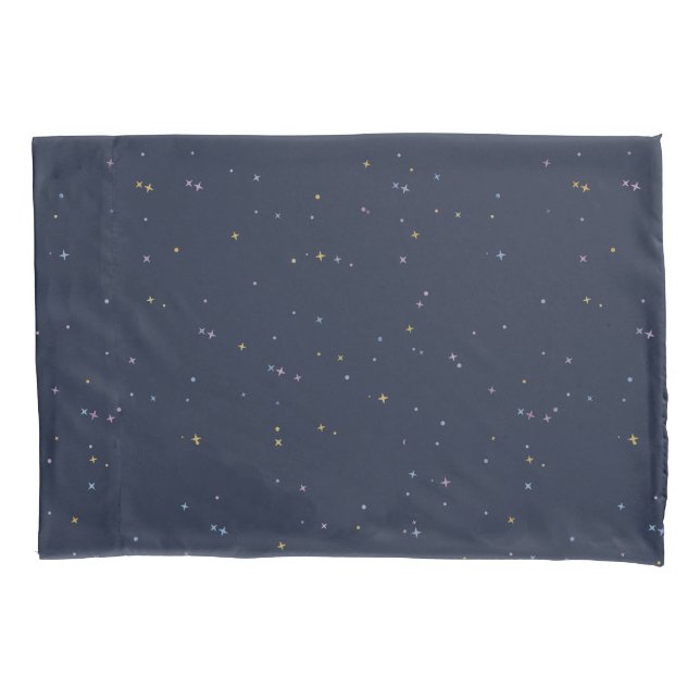 Cute Stars On A Sparkling Night Sky Pillowcase (Front)