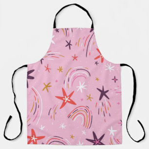 Cute Stars Rainbows Pink Pattern Apron