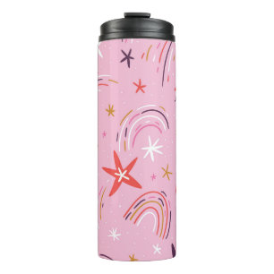 Cute Stars Rainbows Pink Pattern Thermal Tumbler