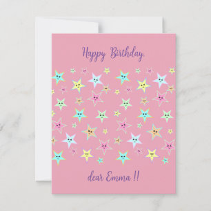 Cute stars with faces in pastel colours card