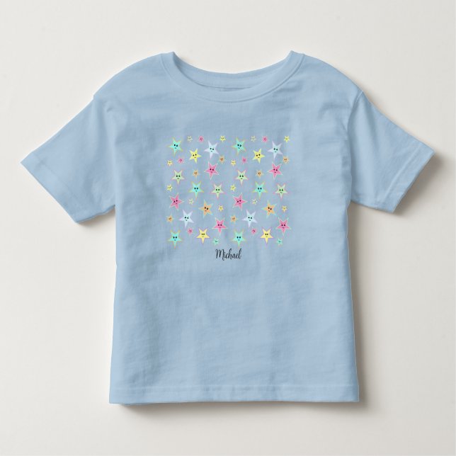 Cute stars with faces in pastel colours toddler T-Shirt (Front)