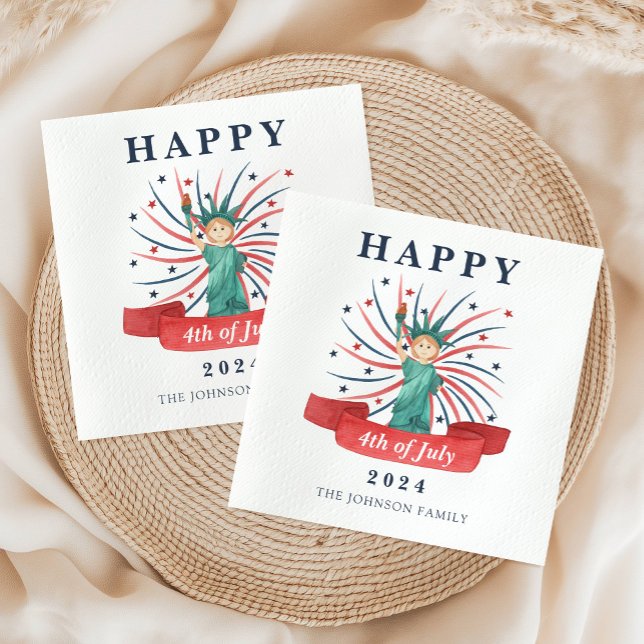 Cute Statue Of Liberty Happy 4th Of July Napkin (Cute Statue Of Liberty Happy 4th Of July Napkins)