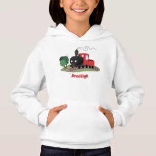 Cute steam train locomotive cartoon illustration