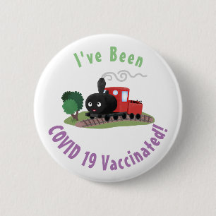 Cute steam train locomotive cartoon illustration 6 cm round badge