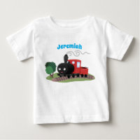 Cute steam train locomotive cartoon illustration