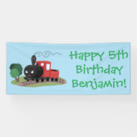 Cute steam train locomotive cartoon illustration