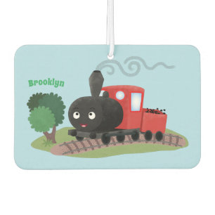 Cute steam train locomotive cartoon illustration car air freshener