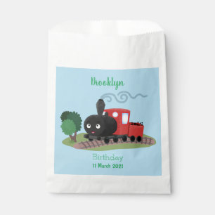 Cute steam train locomotive cartoon illustration favour bags