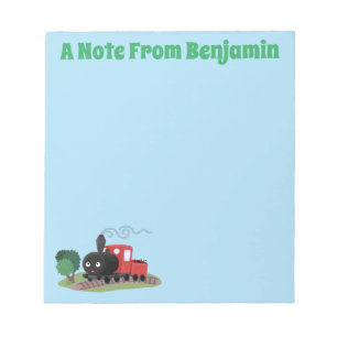 Cute steam train locomotive cartoon illustration notepad