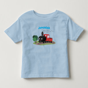 Cute steam train locomotive cartoon illustration toddler T-Shirt