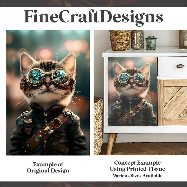 Cute Steampunk Adorable Cat Kitten G1 Decoupage  Tissue Paper (Creator Uploaded)