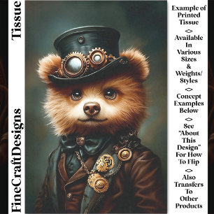 Cute Steampunk Brown Bear Portrait CL2 Decoupage Tissue Paper