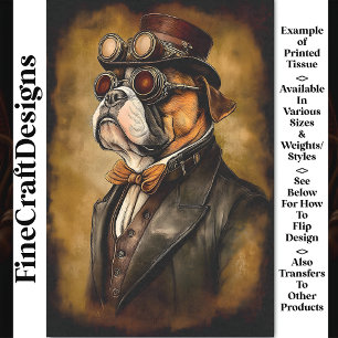 Cute Steampunk Bulldog In Goggles BD3 Decoupage Tissue Paper