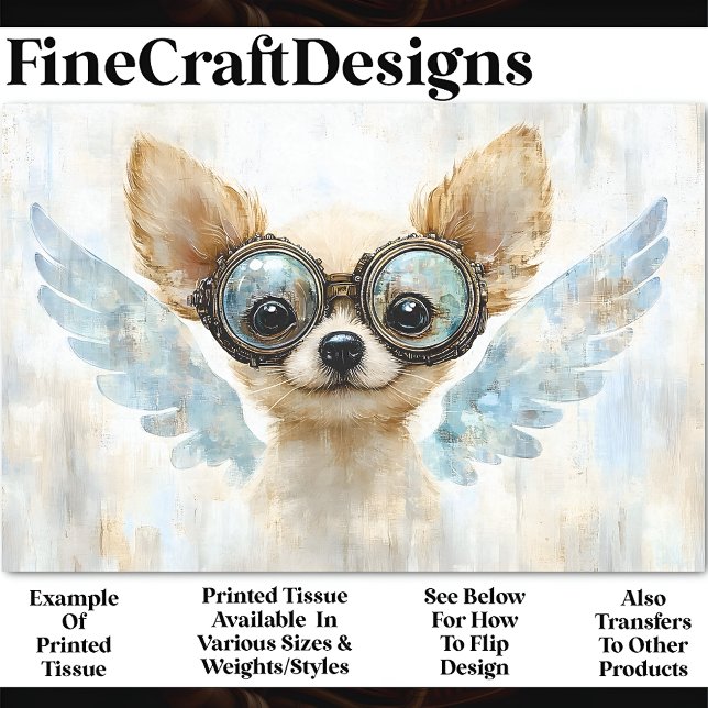 Cute Steampunk Chihuahua With Wings AV7 Decoupage Tissue Paper (Creator Uploaded)