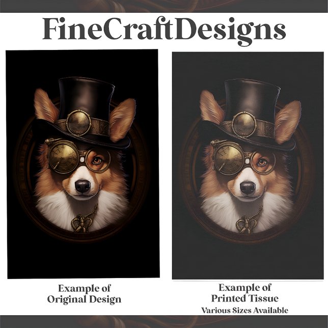 Cute Steampunk Cute Welsh Corgi Dog D5L Decoupage Tissue Paper (Creator Uploaded)