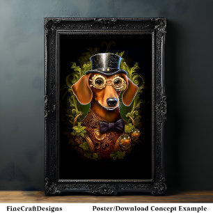 Cute Steampunk Dachshund Sausage Wiener Dog 149R Poster