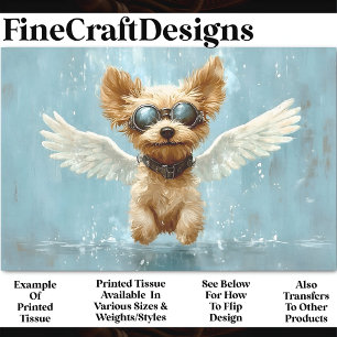 Cute Steampunk Dog Angel With Wings AV9 Decoupage Tissue Paper